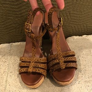 CHEETAH PRINT PONY HAIR WEDGES